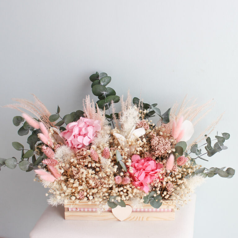 Cajita de flores preservadas corazón
